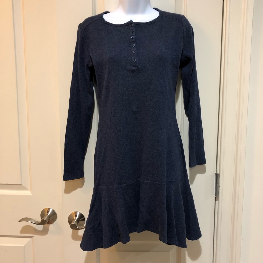 Max Jeans Dress Drop Waist Henley Ribbed Shirt